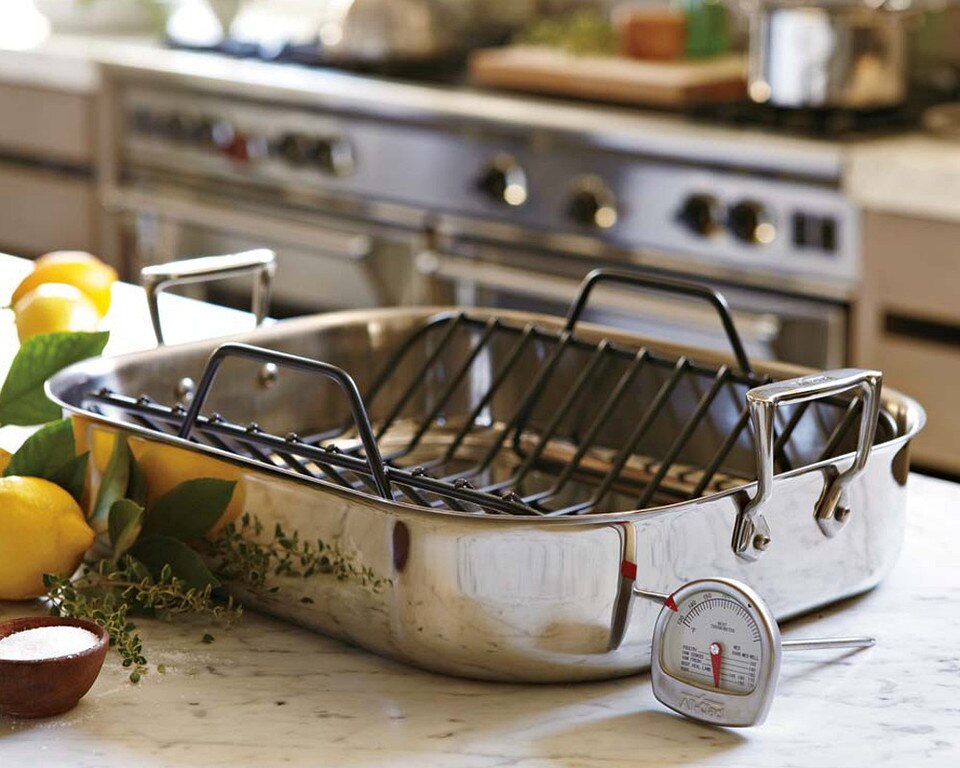AllClad StainlessSteel Roaster with Rack Williams Sonoma AU